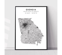 
              Georgia, United States Scandinavian Style Map Print 
            