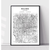 Beijing, China Scandinavian Style Map Print 