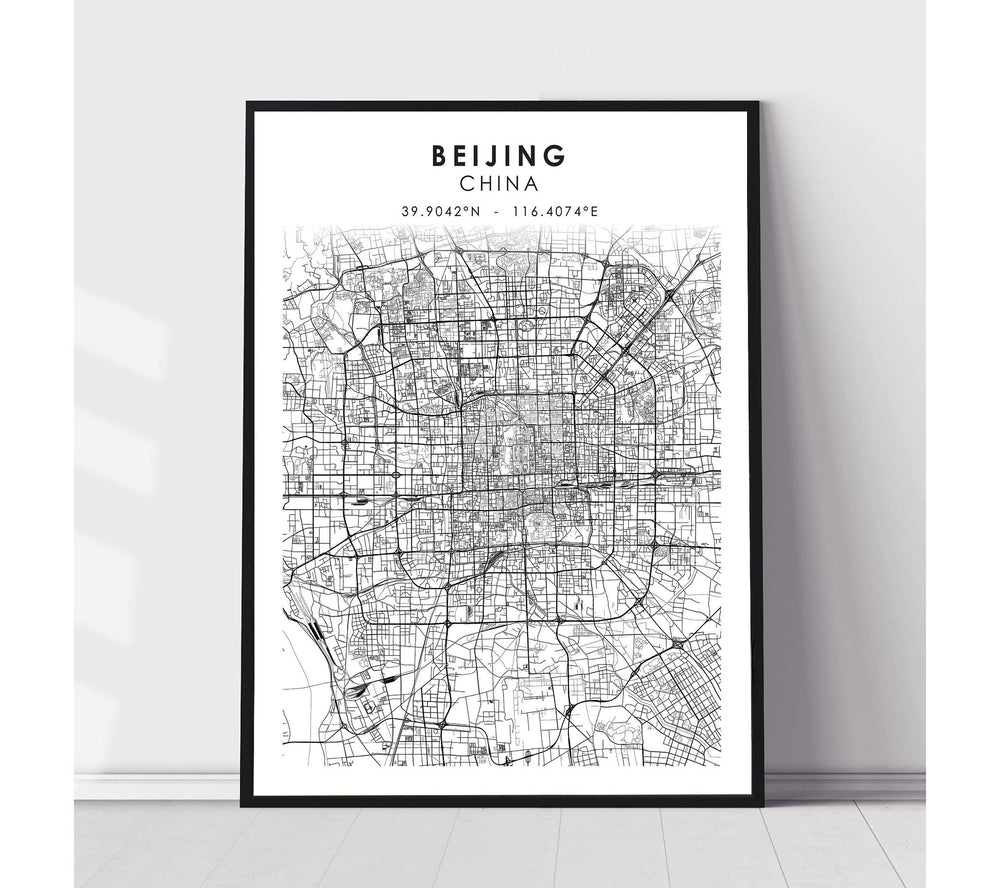 Beijing, China Scandinavian Style Map Print 