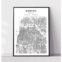 Memphis, Tennessee Scandinavian Map Print 