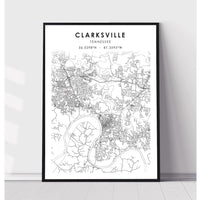 Clarksville, Tennessee Scandinavian Map Print 