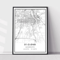 St. Cloud, Minnesota Modern City Map Print