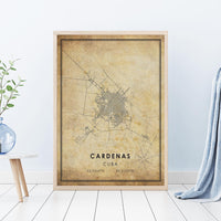 
              Cardenas, Cuba Vintage Style Map Print 
            