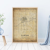 Clinton, Oklahoma Modern Map Print