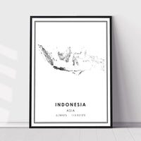 Indonesia, Asia Modern Style Map Print 