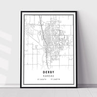 Derby, Kansas Modern Map Print 