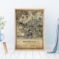 Broomfield, Colorado Vintage Style Map Print 