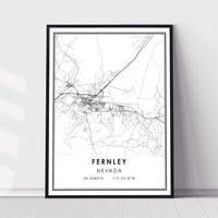 Fernley, Nevada Modern Map Print 