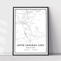 
              Upper Saranac Lake, New York Modern Map Print 
            