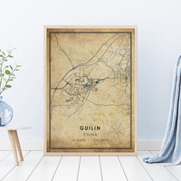 
              Guilin China Vintage Style Map Print 
            