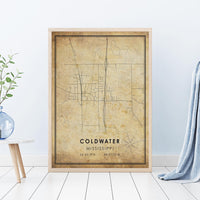 Coldwater, Mississippi Vintage Style Map Print 