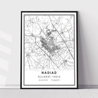 Nadiad, India Modern Style Map Print