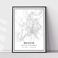 Whistler, British Columbia Modern Style Map Print 