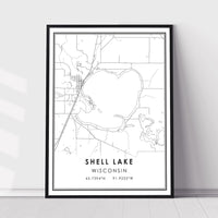 Shell Lake, Wisconsin Modern Map Print 