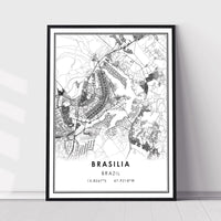 Brasilia, Brazil Modern Style Map Print 