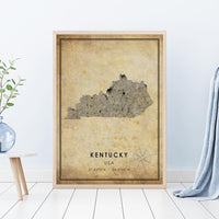 Kentucky, USA Vintage Style Map Print 