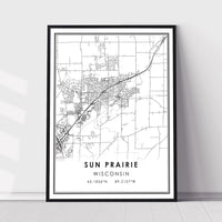 Sun Prairie, Wisconsin Modern Map Print 