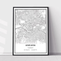 
              Ankara, Turkey Modern Style Map Print 
            