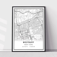 Westbury, New York Modern Map Print 