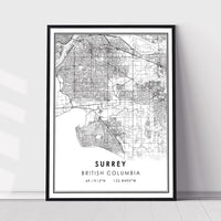 
              Surrey, British Columbia Modern Style Map Print 
            