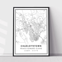 Charlottetown, Prince Edward Island Modern Style Map Print 