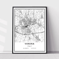 Verona, Italy Modern Style Map Print 