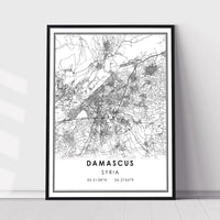 
              Damascus, Syria Modern Style Map Print 
            