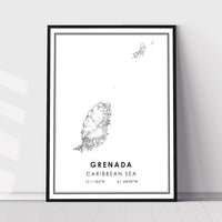 
              Grenada, Caribbean sea Modern Style Map Print 
            