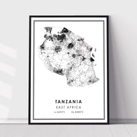 Tanzania, East Africa Modern Style Map Print