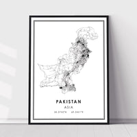 Pakistan, Asia Modern Style Map Print 