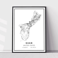 
              Guam, Oceania Modern Style Map Print 
            