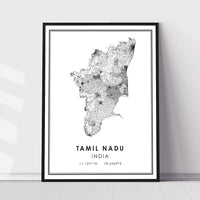 
              Tamil Nadu, India Modern Style Map Print 
            