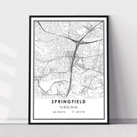 Springfield, Virginia Modern Map Print 