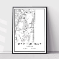 Sunny Isles Beach, Florida Modern Map Print 