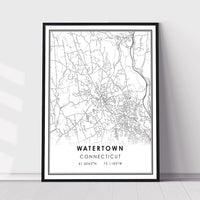 Watertown, Connecticut Modern Map Print 