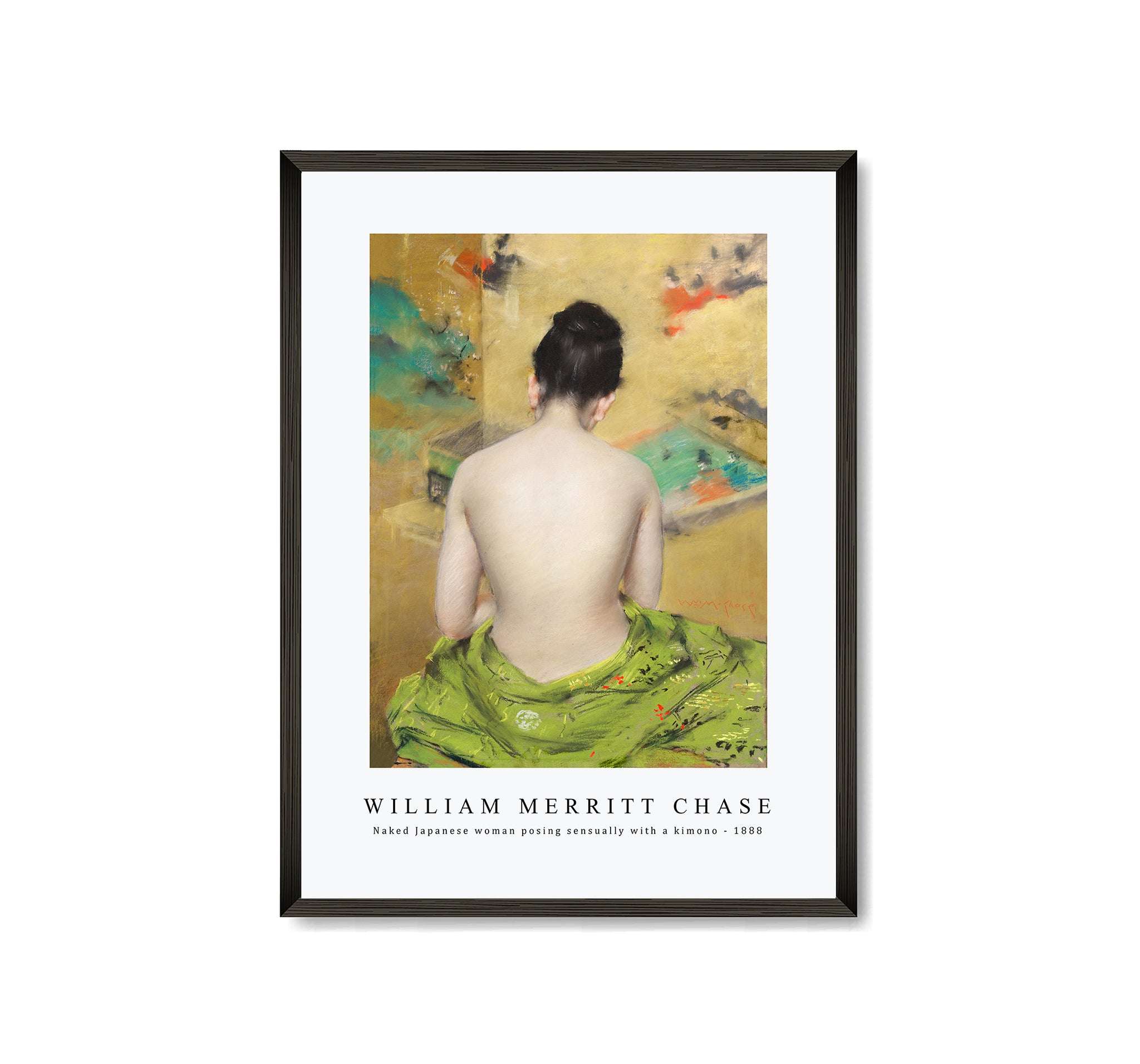 William Merritt Chase - Naked Japanese woman posing sensually with a k|  MPCANVAS