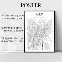 
              Macon, Georgia Scandinavian Map Print 
            