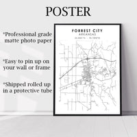 Forrest City, Arkansas Scandinavian Map Print 