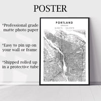 Portland, Oregon Scandinavian Map Print 