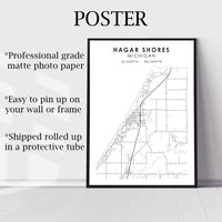 
              Hagar Shores, Michigan Scandinavian Map Print 
            