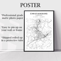 
              Christiansburg, Virginia Scandinavian Map Print 
            