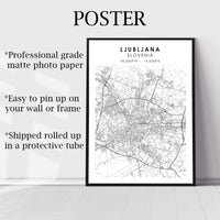 
              Ljubljana, Slovenia Scandinavian Style Map Print 
            