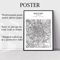 
              Moscow, Russia Scandinavian Style Map Print 
            