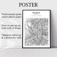 
              Madrid, Spain Scandinavian Style Map Print 
            