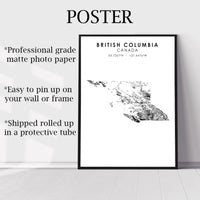 British Columbia,  Scandinavian Style Map Print 