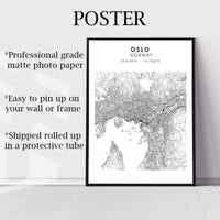 Oslo, Norway Scandinavian Style Map Print 