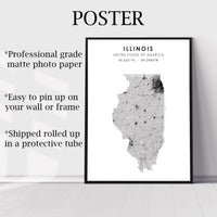 Illinois, United States Scandinavian Style Map Print 