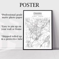 
              Chaska, Minnesota Scandinavian Map Print 
            