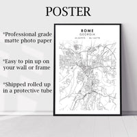 Rome, Georgia Scandinavian Map Print 