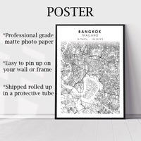 
              Bangkok, Thailand, Philippines Scandinavian Style Map Print 
            